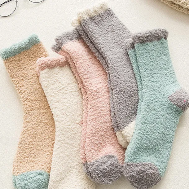 Coral Velvet Women'S Autumn And Winter Mid Tube Plush Socks With Plush And Thickened Towel Socks For Sleeping Men'S Warm Socks For Sleeping Socks