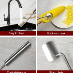 Corn Peeler, Corn on the Cob Remover, Fast and Safe, Suitable for Home Kitchens, Restaurant Chefs, Outdoor Dining Enthusiasts