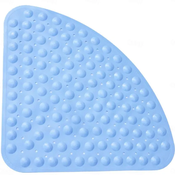 Corner Bath Mat Non-slip Shower Mats - 21 x 21 inch Non Slip Bathtub Mat with Suction Cup, Safety Shower Stall Mats for Kids & Elderly, Shower Mat with Drain Holes, Machine Washable