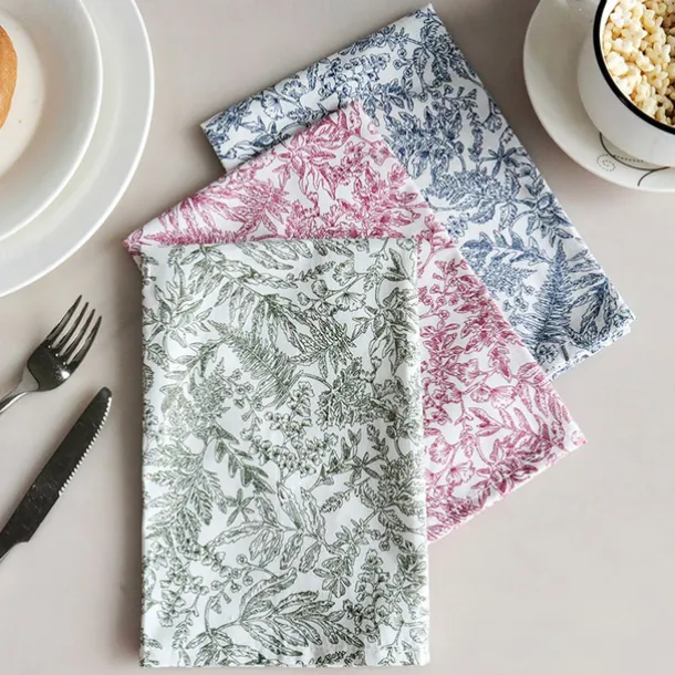 Cotton Fabric Printed Square Napkins For Home Dining Tables