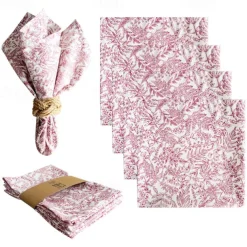 Cotton Fabric Printed Square Napkins For Home Dining Tables
