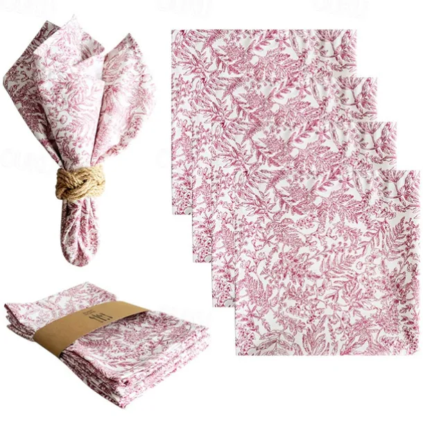 Cotton Fabric Printed Square Napkins For Home Dining Tables