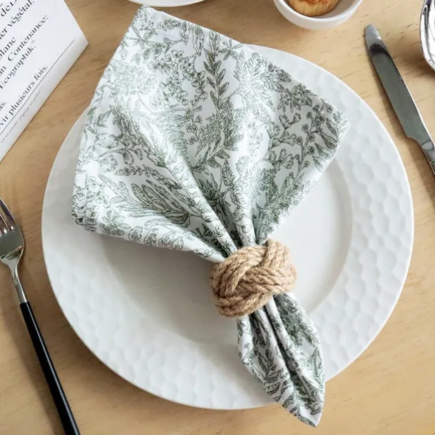 Cotton Fabric Printed Square Napkins For Home Dining Tables
