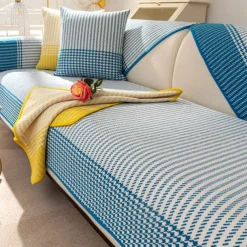 Cotton Linen Sofa Cushion Fabric Anti-slip Cooling Seat Cushion Full Cover Cloth Sofa Cover Cloth L Shaped Sofa Cushion Set