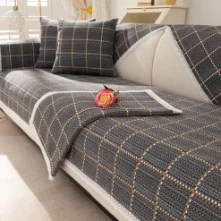 Cotton Linen Sofa Cushion Fabric Anti-slip Cooling Seat Cushion Full Cover Cloth Sofa Cover Cloth L Shaped Sofa Cushion Set