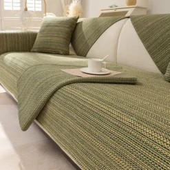 Cotton Linen Sofa Cushion Fabric Anti-slip Cooling Seat Cushion Full Cover Cloth Sofa Cover Cloth L Shaped Sofa Cushion Set
