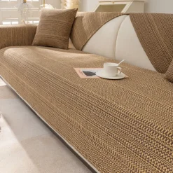 Cotton Linen Sofa Cushion Fabric Anti-slip Cooling Seat Cushion Full Cover Cloth Sofa Cover Cloth L Shaped Sofa Cushion Set