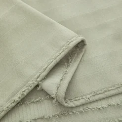 Cotton Linen Striped Curtain Fabric Sage Green Tufted Blackout Curtain For The Livingroom