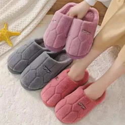 Cotton Slippers for Women and Men Autumn & Winter Plush Indoor Slippers Warm, Non-Slip, Thick Bottom House Shoes for Couples