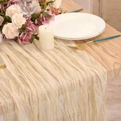 Cotton Voile Yarn Crinkled Table Runner Bohemian Style Twist Tablecloth Wedding Party Decoration Pleated Table Runner