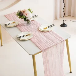 Cotton Voile Yarn Crinkled Table Runner Bohemian Style Twist Tablecloth Wedding Party Decoration Pleated Table Runner