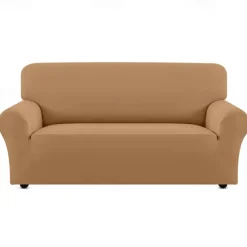 Couch Covers For 3 Cushion Couch Sofa Solid Color Dustproof All-powerful Slipcovers Stretch Sofa Cover Super Soft Fabric Couch Cover with One Free Boster Case(Chair/Love Seat/3 Seats/4 Seats)
