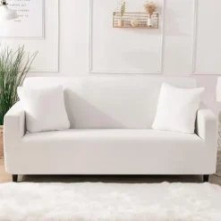 Couch Covers For 3 Cushion Couch Sofa Solid Color Dustproof All-powerful Slipcovers Stretch Sofa Cover Super Soft Fabric Couch Cover with One Free Boster Case(Chair/Love Seat/3 Seats/4 Seats)