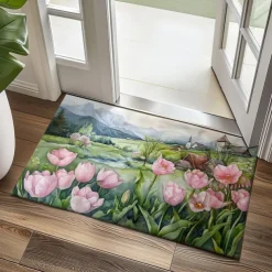 Countryside Tuilps Doormat Floor Mats Washable Rugs Kitchen Mat Non-Slip Oil Proof Rug Indoor Outdoor Mat Bedroom Decor Bathroom Mat Entrance Rug