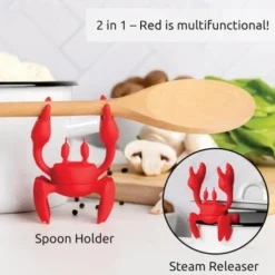 Crab Silicone Utensil Rest - Red Crab Spoon Holder, Heat-Resistant Spoon Utensil Holder Clip, Kitchen Grill Utensil Holder, Silicone Spoon Rest for Stove Top Creative Kitchen Gifts
