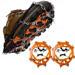 Crampons Ice Cleats For Boots Shoes, Anti Slip Stainless Steel Spikes For Outdoor Hiking Fishing Walking Climbing Mountaineering