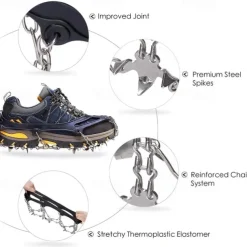 Crampons Ice Cleats For Boots Shoes, Anti Slip Stainless Steel Spikes For Outdoor Hiking Fishing Walking Climbing Mountaineering