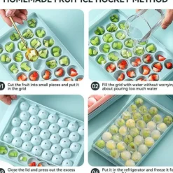 Creative Home Ice Maker-Homemade, Silicone & Flexible 33-Ice Cube Trays Grids Ice Cube Tray with Lid Party Bar