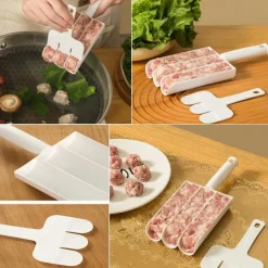 Creative Kitchen Triple Meatball Maker,Meat Baller Spoon with Cutting Spade,DIY Meatball Making Set,Home Cooking Tools for Quick Cooping Cookie Dough Or Sorbet