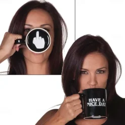 Creative Mug Have a Nice Day Coffee Mug Middle Finger Funny Cup for Coffee Milk Tea Cups Novelty Gifts 11OZ