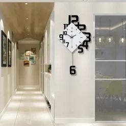 Creative personality digital clock fashion European style living room wall clock wooden decorative wall watch quartz explosion 34 38 50 cm