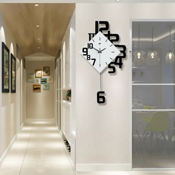 Creative personality digital clock fashion European style living room wall clock wooden decorative wall watch quartz explosion 34 38 50 cm