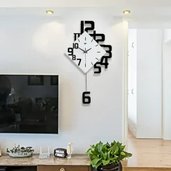 Creative personality digital clock fashion European style living room wall clock wooden decorative wall watch quartz explosion 34 38 50 cm