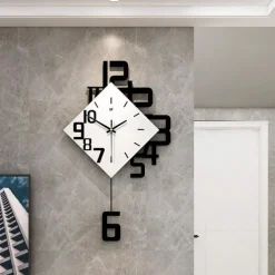 Creative personality digital clock fashion European style living room wall clock wooden decorative wall watch quartz explosion 34 38 50 cm