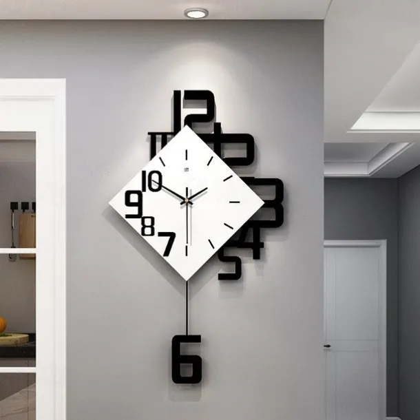Creative personality digital clock fashion European style living room wall clock wooden decorative wall watch quartz explosion 34 38 50 cm