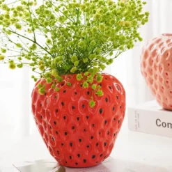 Creative Strawberry Vases Resin Flower Arrangements Household Soft Decorations Desktop Ornaments Gifts 1PC