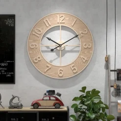 Creative Wall Clock Wall Clocks With Wooden Numbers Silent Non Ticking Home Clock Decoration Silent Clock Suitable For Living Room Bedroom Study Office 50 cm