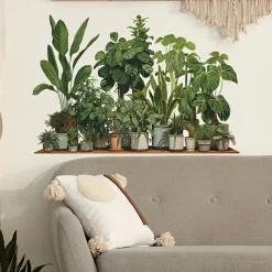 Creative Wall Sticker, Tropical Plant Leaves Pattern Self-Adhesive Wall Stickers, Bedroom Entryway Living Room Porch Home Decoration Wall Stickers, Removable Stickers, Wall Decor Decals