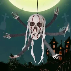 Creepy Halloween Props Animated Skeleton Hands with Sensor, Voice Activated Light Up Spooky Decor for Haunted Houses Secret Room Scenes