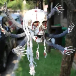 Creepy Halloween Props Animated Skeleton Hands with Sensor, Voice Activated Light Up Spooky Decor for Haunted Houses Secret Room Scenes