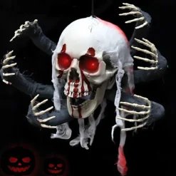 Creepy Halloween Props Animated Skeleton Hands with Sensor, Voice Activated Light Up Spooky Decor for Haunted Houses Secret Room Scenes
