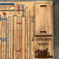 Cribbage Wars Board Game 2025 New Wooden Cribbage Set with Fun Twists, Time Warps & Traps Family-Friendly Traditional Game with Storage for Cards and Pegs