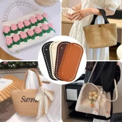 Crochet Bag Bases 3.94*8.66inch with Holes - Assorted Colors, Long Oval Shape for DIY Shoulder Bags & Crafts, Random Colors, Purse Shapers