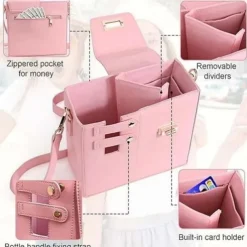 Crossbody Cup Holder Bag with Purse, Portable Water Bottle Carrier for 40oz Tumbler, Outdoor Travel Cup Bag with Strap and Pouch