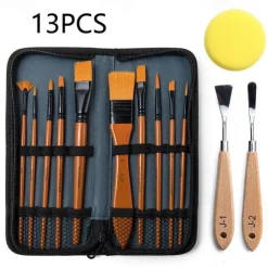 cross-border brush special-shaped scraper 13-piece set sponge pigment toning painting tool storage bag nylon brush