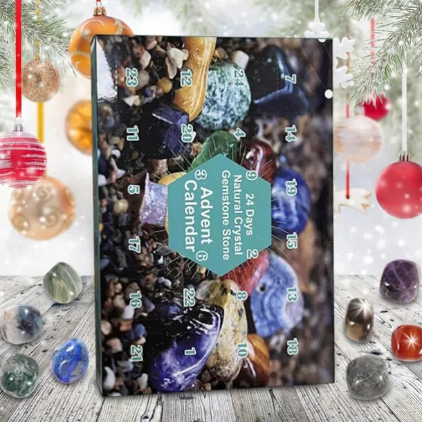Crystal Advent Calendar 2025 Christmas Healing Crystal Advent Calendar Crystal Repair Stone Kit 24pcs Rock Collection Countdown Calendar For Birthday Christmas Girls