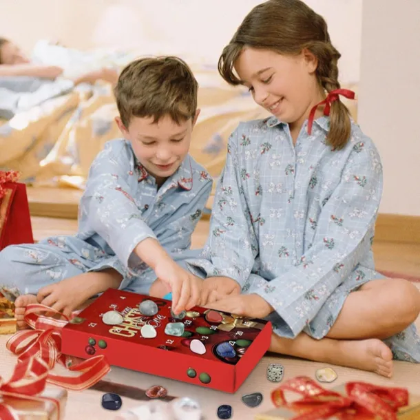 Crystal Advent Calendar 2025 Christmas Healing Crystal Advent Calendar Crystal Repair Stone Kit 24pcs Rock Collection Countdown Calendar For Birthday Christmas Girls