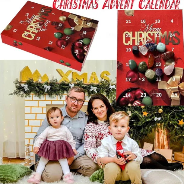 Crystal Advent Calendar 2025 Christmas Healing Crystal Advent Calendar Crystal Repair Stone Kit 24pcs Rock Collection Countdown Calendar For Birthday Christmas Girls