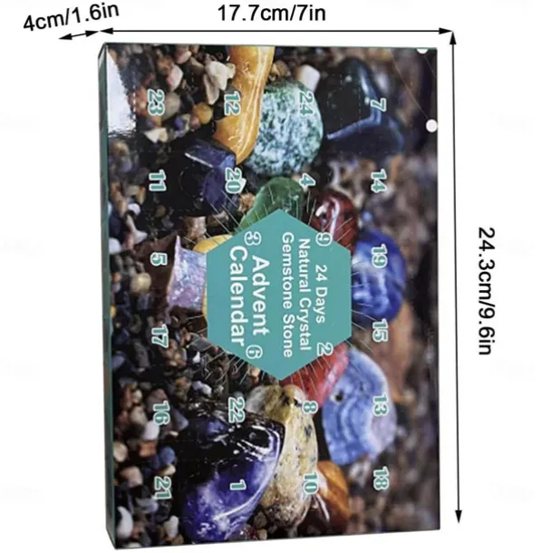 Crystal Advent Calendar 2025 Christmas Healing Crystal Advent Calendar Crystal Repair Stone Kit 24pcs Rock Collection Countdown Calendar For Birthday Christmas Girls