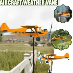 Cub Airplane Weather Vane, 2023 New Aircraft Wind Spinner Metal Weather Vane Windmill, Upgrade Weather Vane For Barn Yard Garden Terrace Lawn