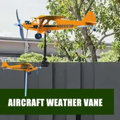 Cub Airplane Weather Vane, 2023 New Aircraft Wind Spinner Metal Weather Vane Windmill, Upgrade Weather Vane For Barn Yard Garden Terrace Lawn