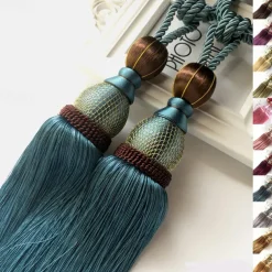 Curtain Rope with Tassels Tiebacks Tennis Ball Curtain Holder Hanging Belts Ropes Clips Fastener Tieback Curtains Accessories