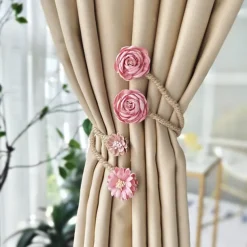 Curtain Tiebacks Clips Flower Shape Romantic French Style Decoration for Bedroom Livingroom 1pc