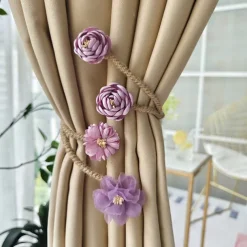 Curtain Tiebacks Clips Flower Shape Romantic French Style Decoration for Bedroom Livingroom 1pc