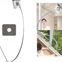 Curved Window Cleaning Brush with Long Handle - Multi-Purpose Squeegee Tool with Extension Rod for Glass Door, Car, Home Floor