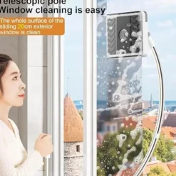 Curved Window Cleaning Brush with Long Handle - Multi-Purpose Squeegee Tool with Extension Rod for Glass Door, Car, Home Floor